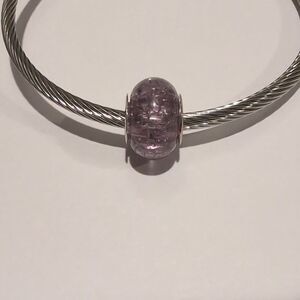 Silver Purple‎ "Crushed Glass" Charm for Pandora Style Bracelet